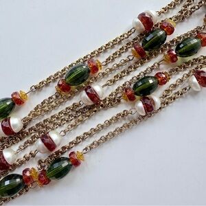 Vintage Art Deco Revival Mid-Century Puzzle Bead Faux Pearl Sautoir Necklace
